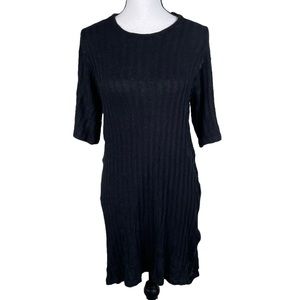 Reformation Black Ribbed Sweater Dress